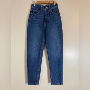 H&M Womens Jeans Sz 2 Blue High Waist Straight Leg Dark Wash Denim Bottoms